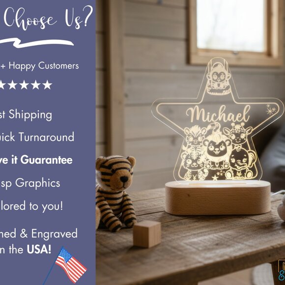 Personalized Animals Star Night Light – Custom LED Lamp for Kids - Picture 4 of 8